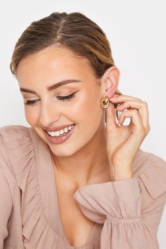 Gold Double Circle Stud Earrings 3