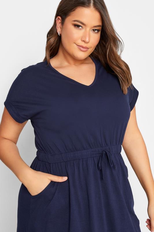 YOURS Curve Plus Size Navy Blue Mini Dress | Yours Clothing  4