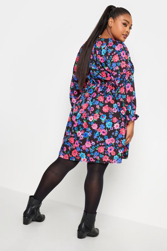 LIMITED COLLECTION Plus Size Black Floral Print Mini Dress | Yours Clothing  3