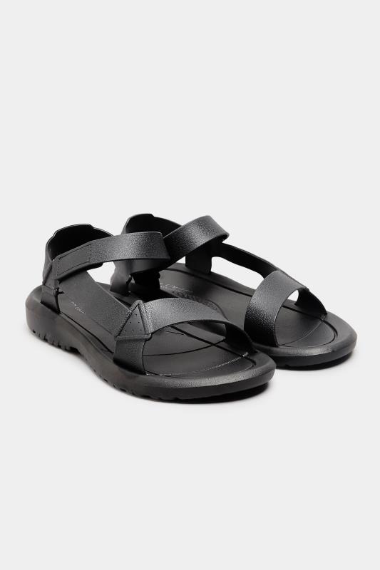 LIMITED COLLECTION Black Velcro Strap Sandals In Wide EE Fit_A.jpg