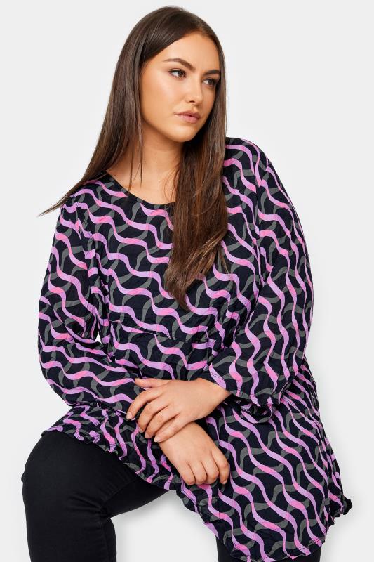Plus Size  Evans Purple Swirl Print Tunic Top