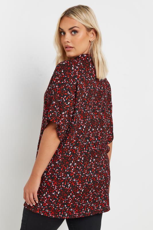 YOURS Plus Size Red Textured Abstract Print Shirt | Yours Clothing 3