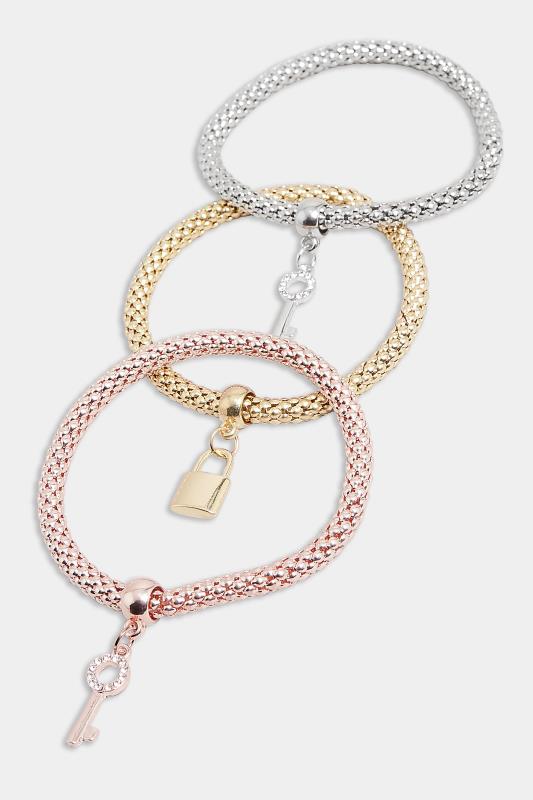 Silver and Gold Regular Lock on Silver Greek Key Bracelet – Marla Aaron