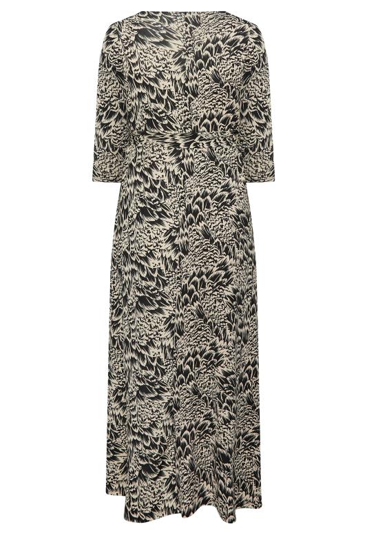 Plus Size Black & Beige Brown Abstract Floral V-Neck Maxi Dress | Yours Clothing 7