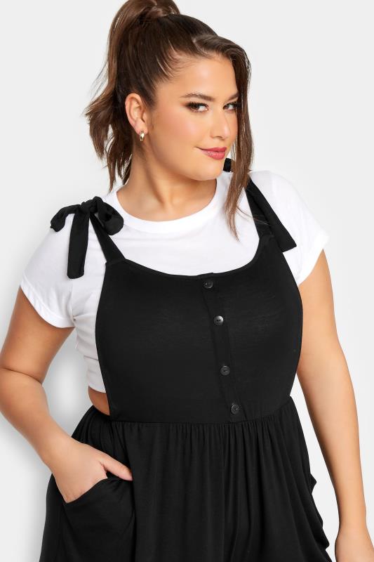 LIMITED COLLECTION Plus Size Black Short Dungarees | Yours Clothing  4
