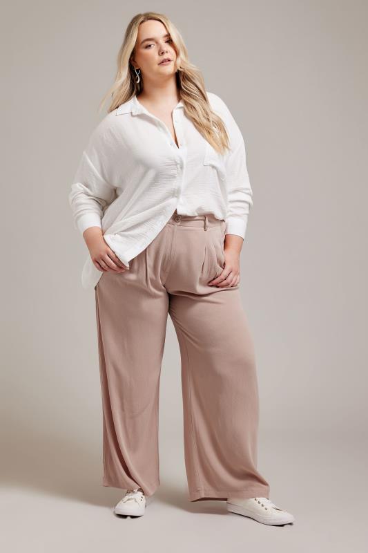  Tallas Grandes YOURS LONDON Curve Pink Pleat Front Wide Leg Trousers