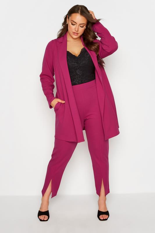 LIMITED COLLECTION Plus Size Dark Pink Longline Blazer | Yours Clothing 2