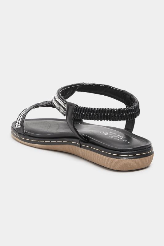 Plus Size Black Diamante Strap Sandals In Extra Wide Fit | Yours Clothing 4