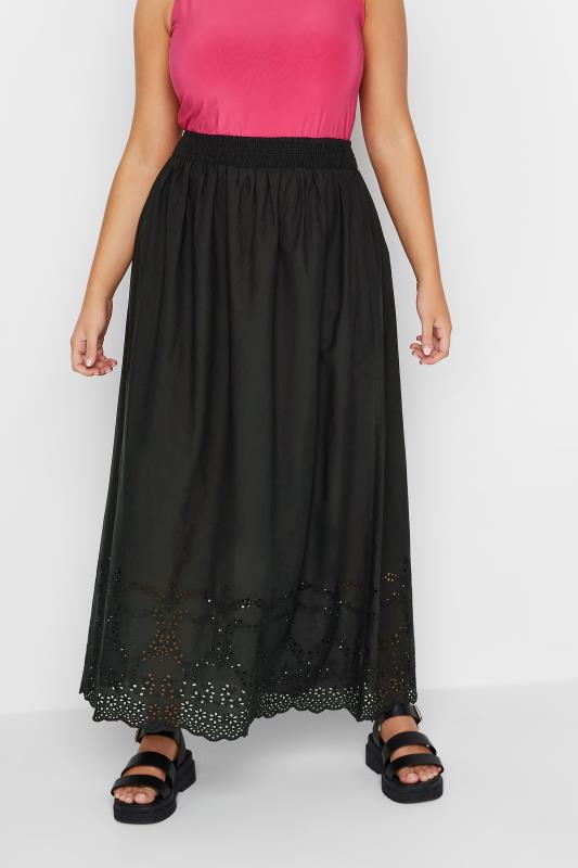  Tallas Grandes LIMITED COLLECTION Curve Black Broderie Anglaise Trim Maxi Skirt