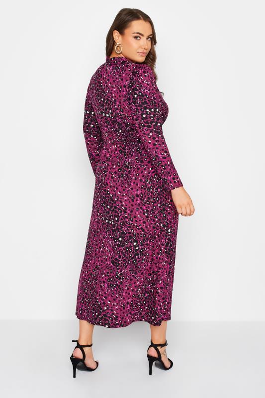 YOURS LONDON Plus Size Pink Animal Print Shirred Waist Dress | Yours Clothing 3