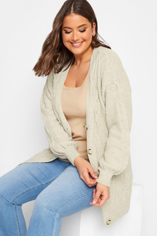 YOURS Plus Size Nude Beige Knitted Button Through Cardigan | Yours Clothing 4