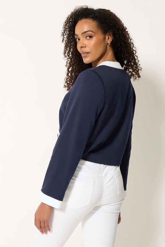 M&Co Navy Blue Colourblock Boucle Jacket | M&Co 2
