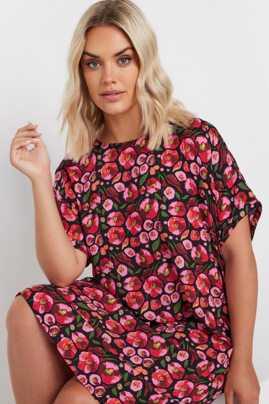 YOURS Plus Size Pink Floral Print Tunic Dress | Yours Clothing 4