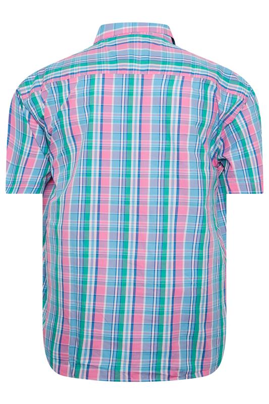 KAM Big & Tall Pink Check Short Sleeve Shirt | BadRhino 4