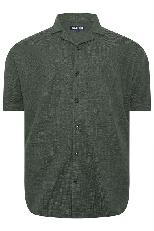 BadRhino Big & Tall Green Textured Revere Shirt | BadRhino 6