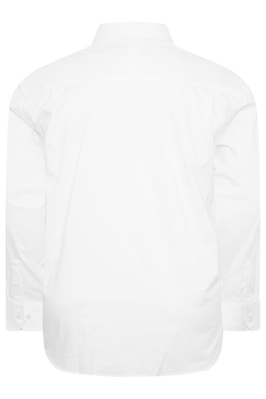 D555 Big & Tall White Long Sleeve Non Iron Stretch Shirt | BadRhino 4