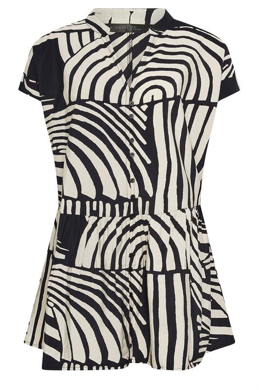 PixieGirl Petite Women's Black Abstract Button Shirt Mini Dress | PixieGirl 6