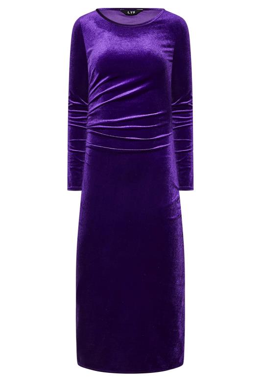 LTS Tall Women's Purple Ruched Velvet Midi Dress | Long Tall Sally 6
