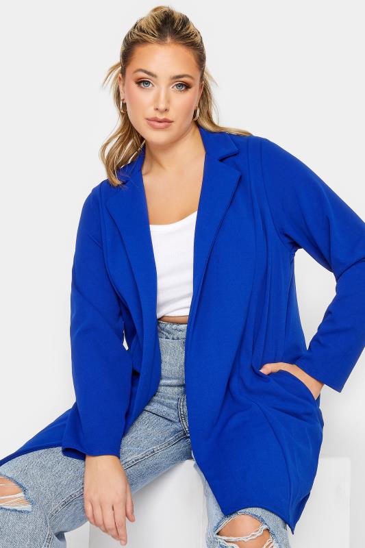 YOURS Curve Plus Size Cobalt Blue Longline Blazer | Yours Clothing 4
