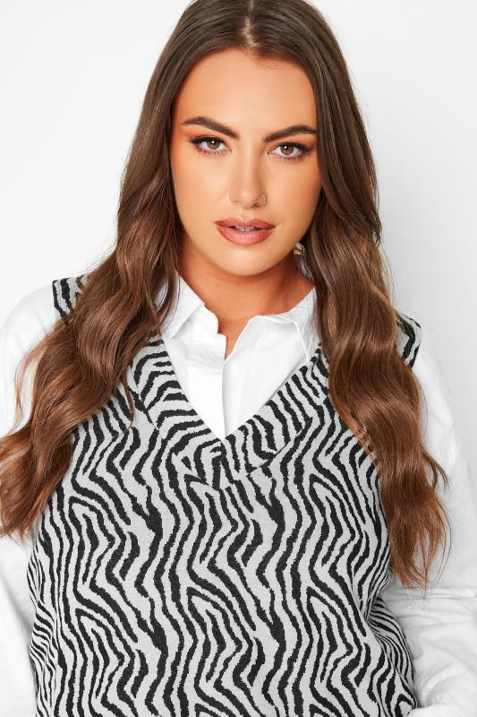 LIMITED COLLCTION Black Zebra Print Knitted Vest Top | Yours Clothing 4