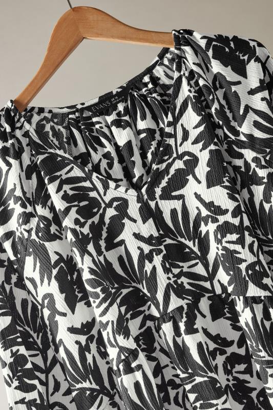 EVANS Plus Size Black Floral Print Crinkle Midi Dress | Evans 8