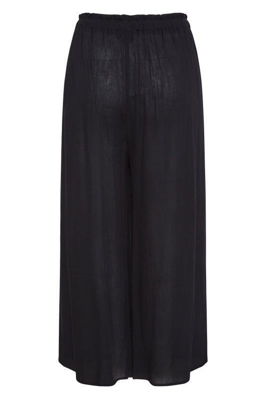 Plus Size Black Wide Leg Beach Trousers | Yours Clothing 4