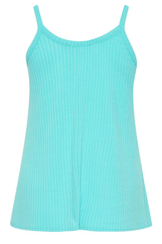 LIMITED COLLECTION Plus Size Aqua Blue Ribbed Button Cami Vest Top | Yours Clothing 7