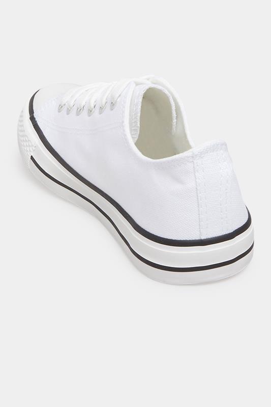 White Canvas Low Trainers In Wide Fit | Yours Clothing 4