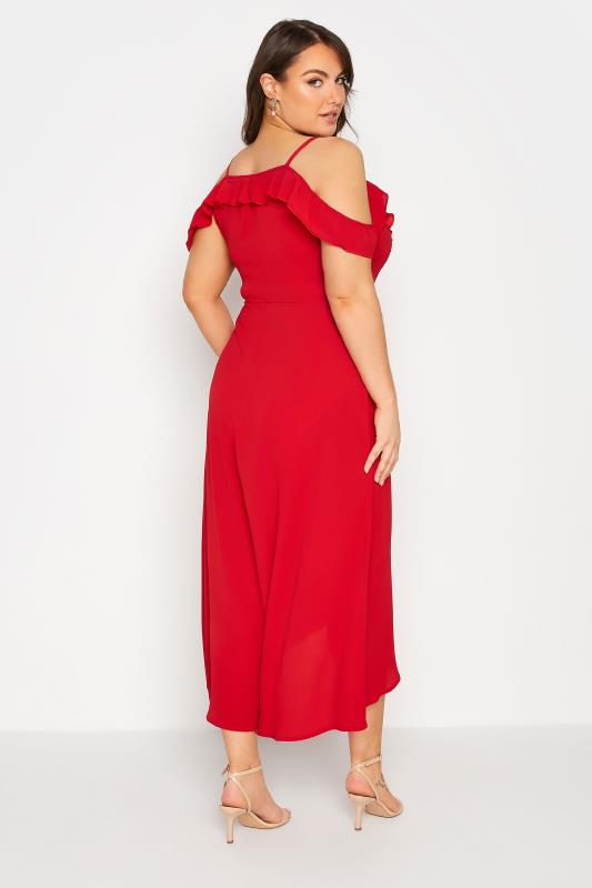 YOURS LONDON Curve Red Ruffle Wrap Maxi Dress 3