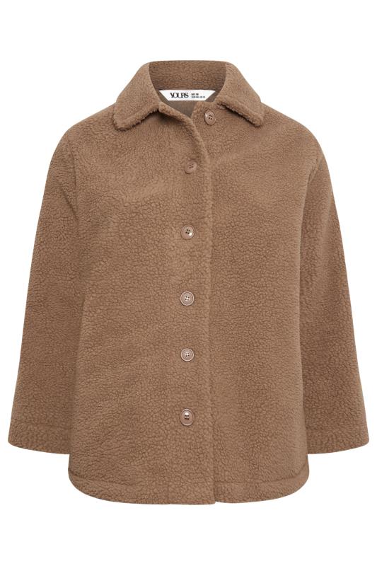 YOURS Plus Size Mocha Brown Teddy Fleece Jacket | Yours Clothing 7