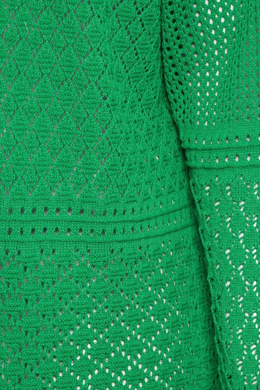 YOURS Plus Size Green Pointelle Longline Cardigan | Yours Clothing 5