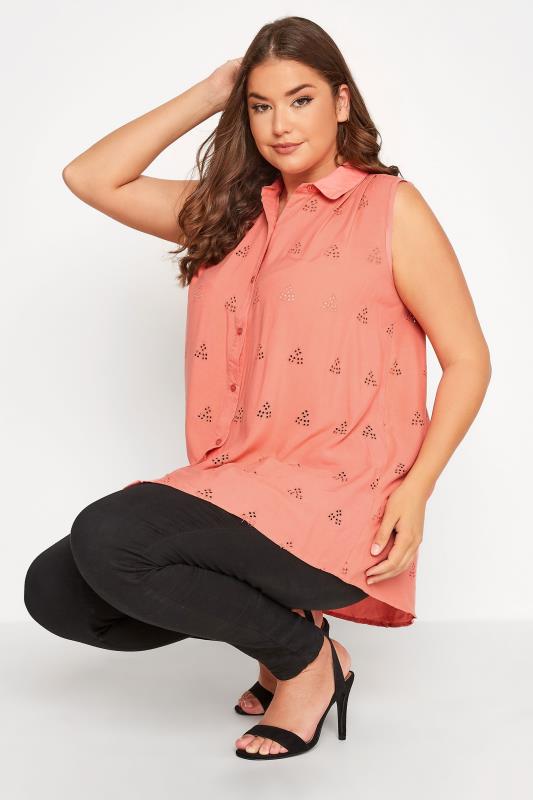 Plus Size Pink Sleeveless Swing Shirt | Yours Clothing  1