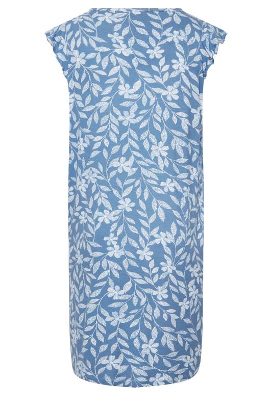 YOURS Plus Size Blue Floral Print Pleat Front Soft Touch Nightdress | Yours Clothing 6