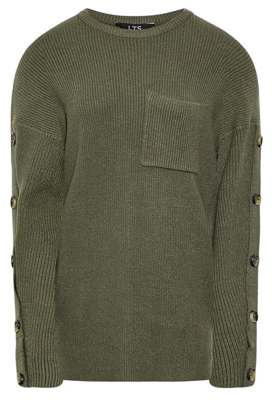 LTS Tall Khaki Green Button Sleeve Jumper 6