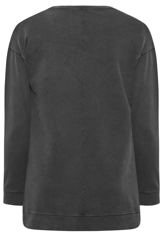 YOURS LUXURY Plus Size Grey Acid Wash 'NYC' Stud Embellished Sweatshirt | Yours Clothing 8