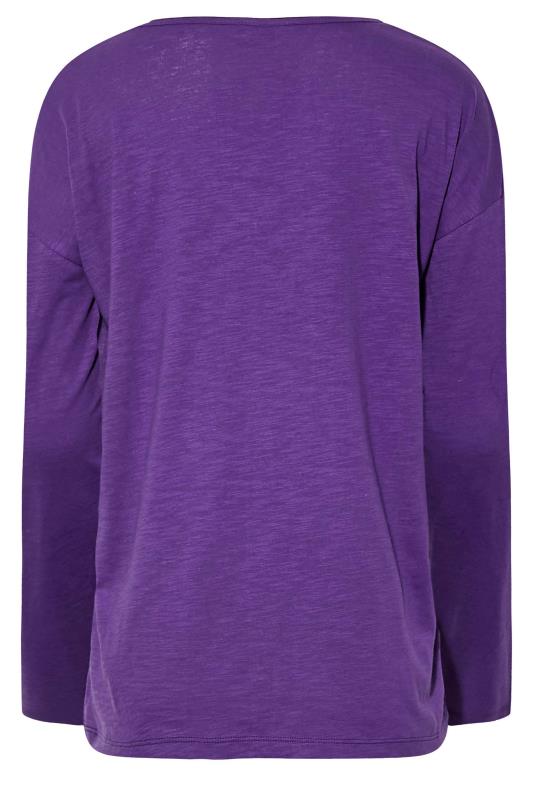 LTS Tall Purple V-Neck Long Sleeve Cotton T-Shirt 6
