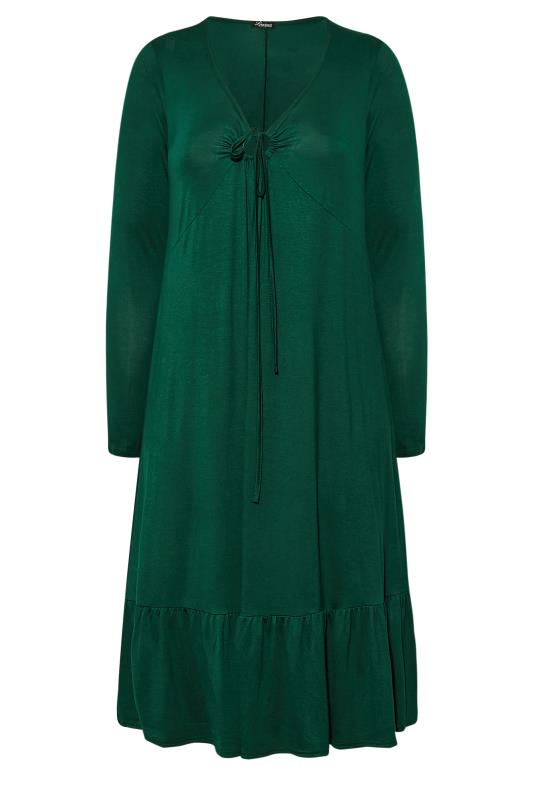 LIMITED COLLECTION Plus Size Forest Green Keyhole Tie Neck Midaxi Dress | Yours Clothing 7