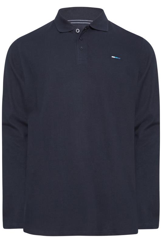 BadRhino Big & Tall Navy Blue Essential Long Sleeve Polo Shirt 3