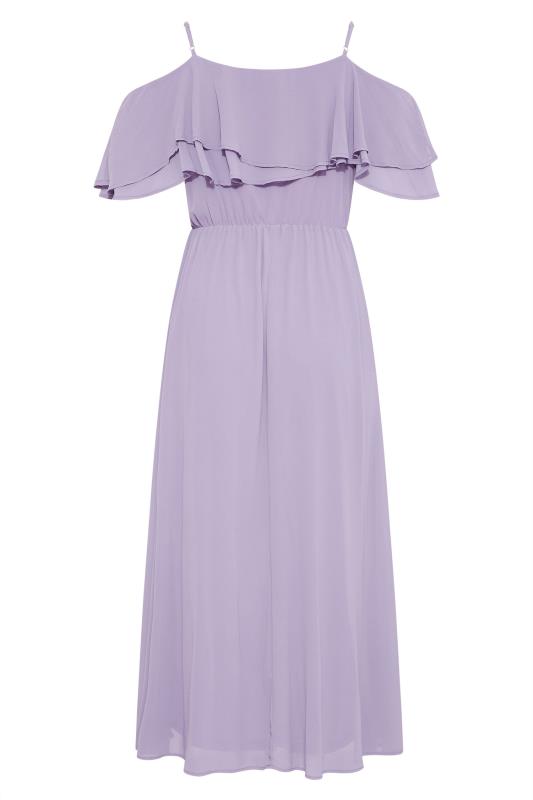 YOURS LONDON Curve Purple Bardot Ruffle Bridesmaid Maxi Dress 7