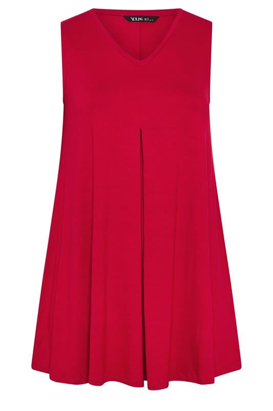 YOURS Plus Size Red Pleat Front Vest Top | Yours Clothing 5