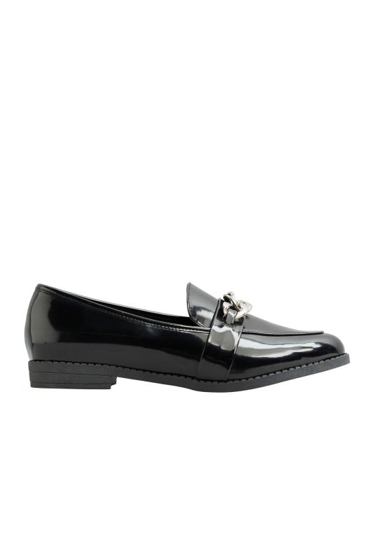 LIMITED COLLECTON Black Patent Chain Loafers In Extra Wide Fit_AM.jpg