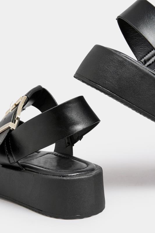 PixieGirl Black T-Bar Chunky Flatform Sandals In Standard Fit | PixieGirl 5