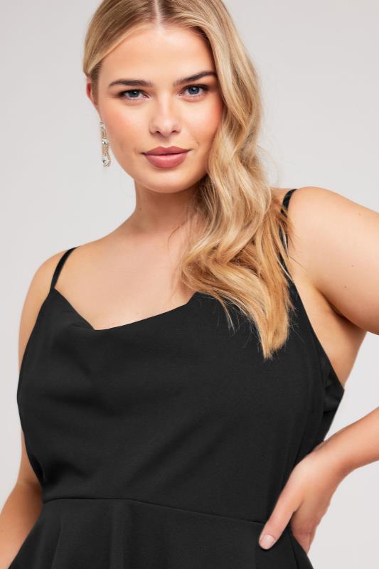 YOURS LONDON Plus Size Black Lace Peplum Top | Yours Clothing 4