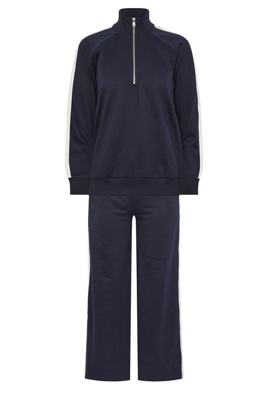 PixieGirl Petite Women's Set Navy Blue Stripe Cotton Sweatshirt & Wide Leg Joggers | PixieGirl 9