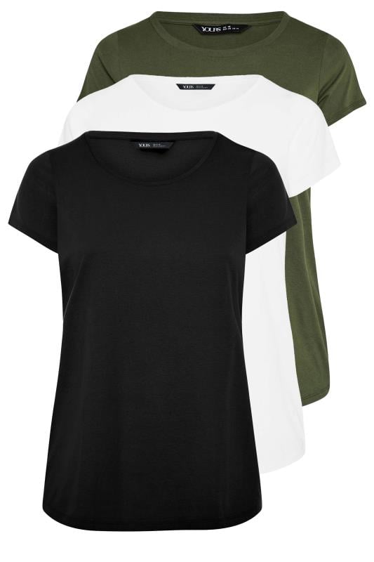 YOURS 3 PACK Plus Size Green & Black Core T-Shirts | Yours Clothing 8