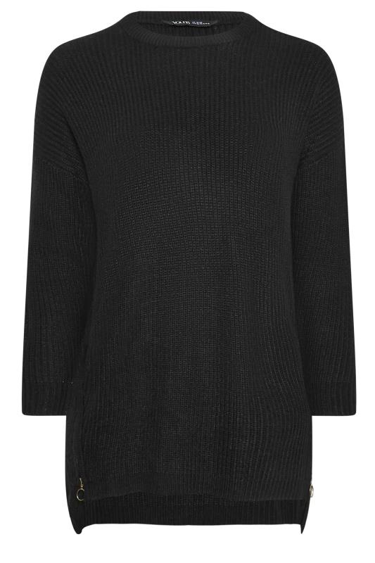YOURS Plus Size Black Side Zip Knitted Jumper | Yours Clothing 5