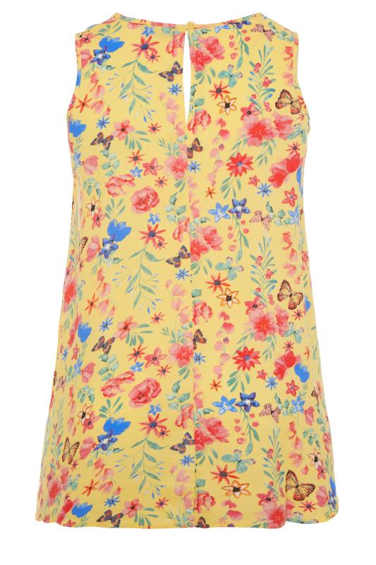 Curve Yellow Floral Print Sleeveless Top 6