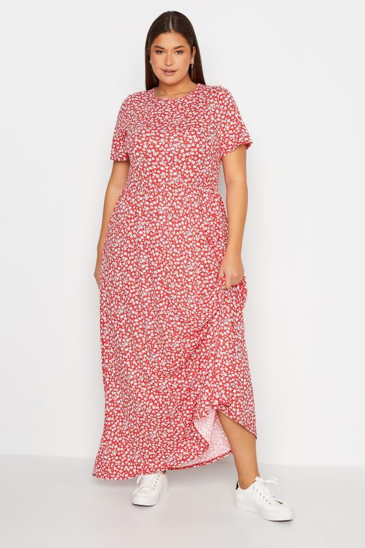  Grande Taille LTS Tall Red Ditsy Floral Maxi Dress