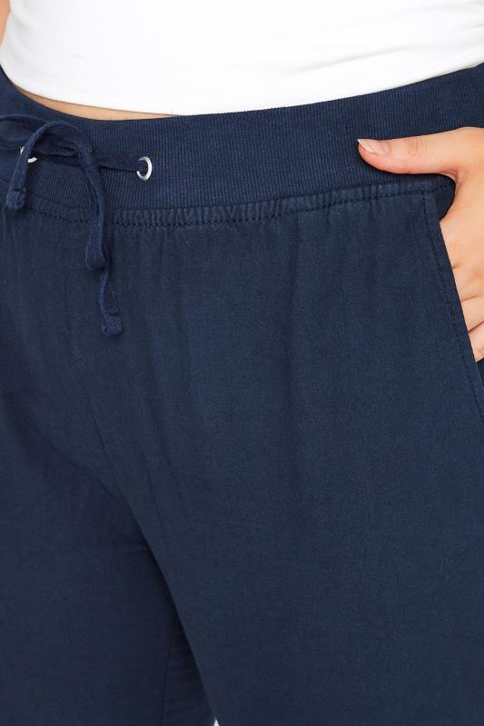 Curve Navy Blue Cool Cotton Cropped Joggers 3