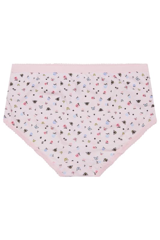 YOURS 5 PACK Light Pink Butterfly Print Full Briefs | Yours Clothing  5